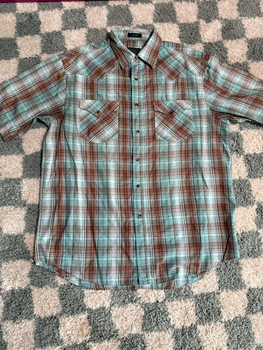 PENDLETON Men's Plaid Pearl Snap Button-Down Short Sleeve Shirt Size Large